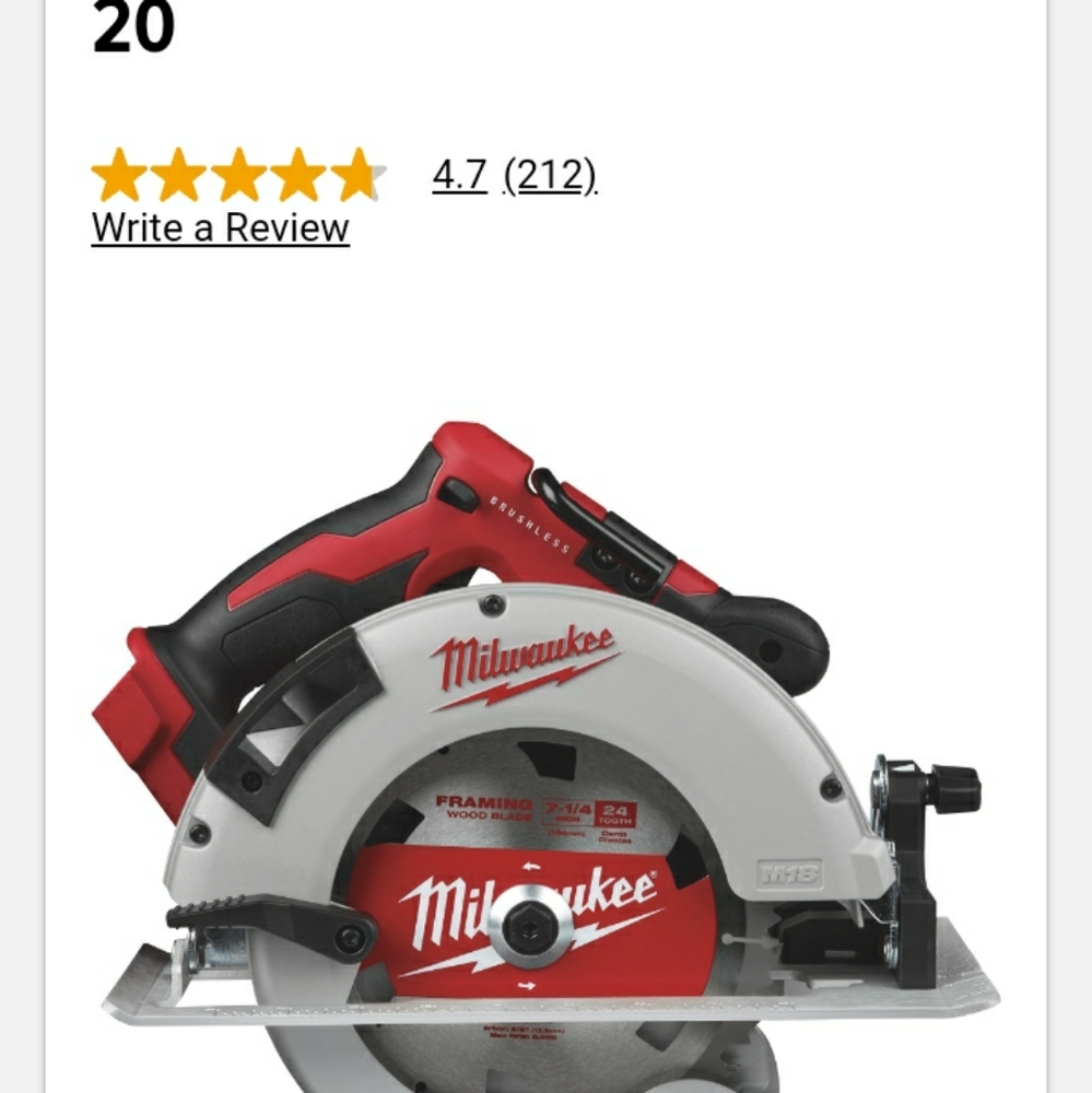 Milwaukee Circular Saw M18 (just saw and blade)